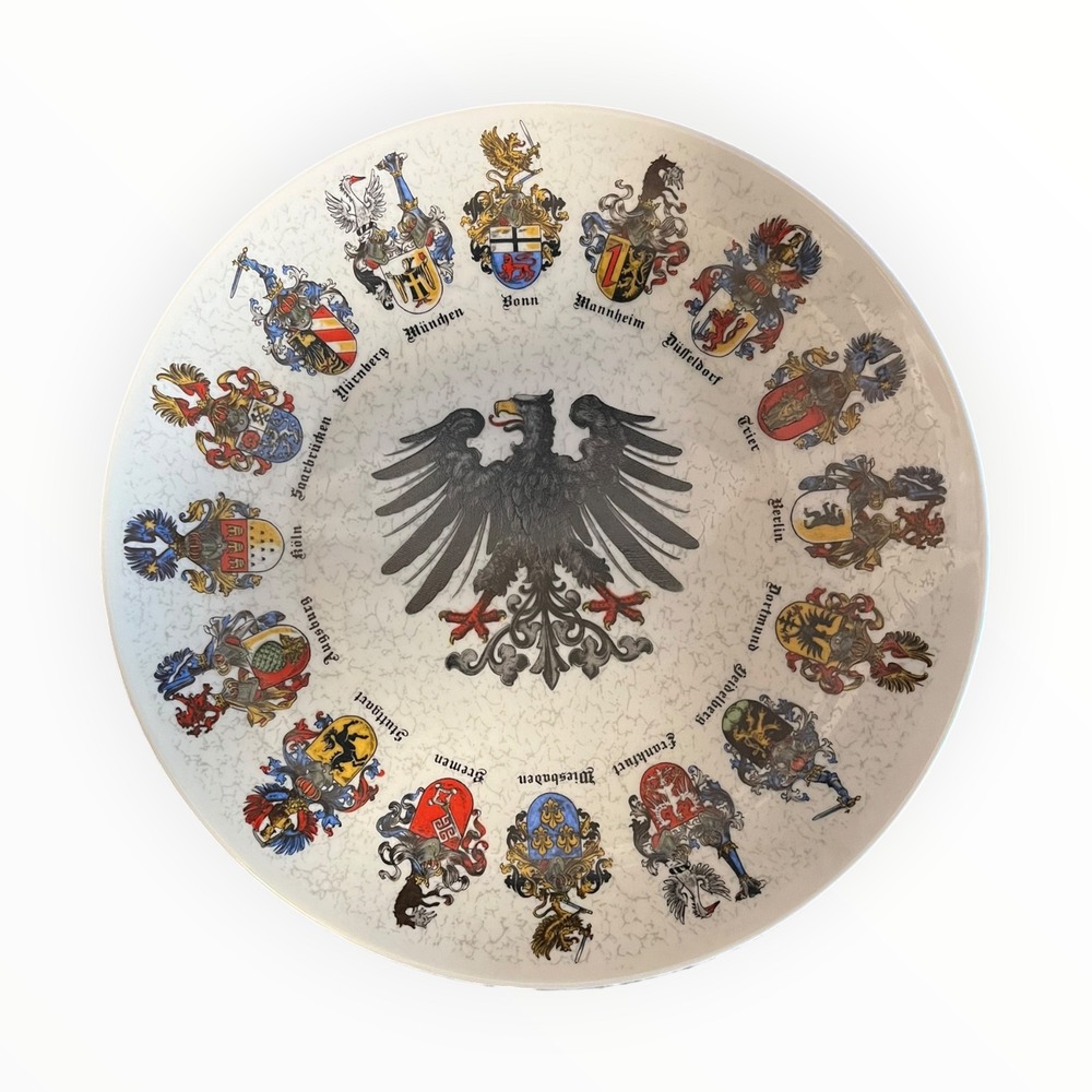 Vintage Reutter Porzellan West Germany Eagle Crest City Souvenir Collector Plate